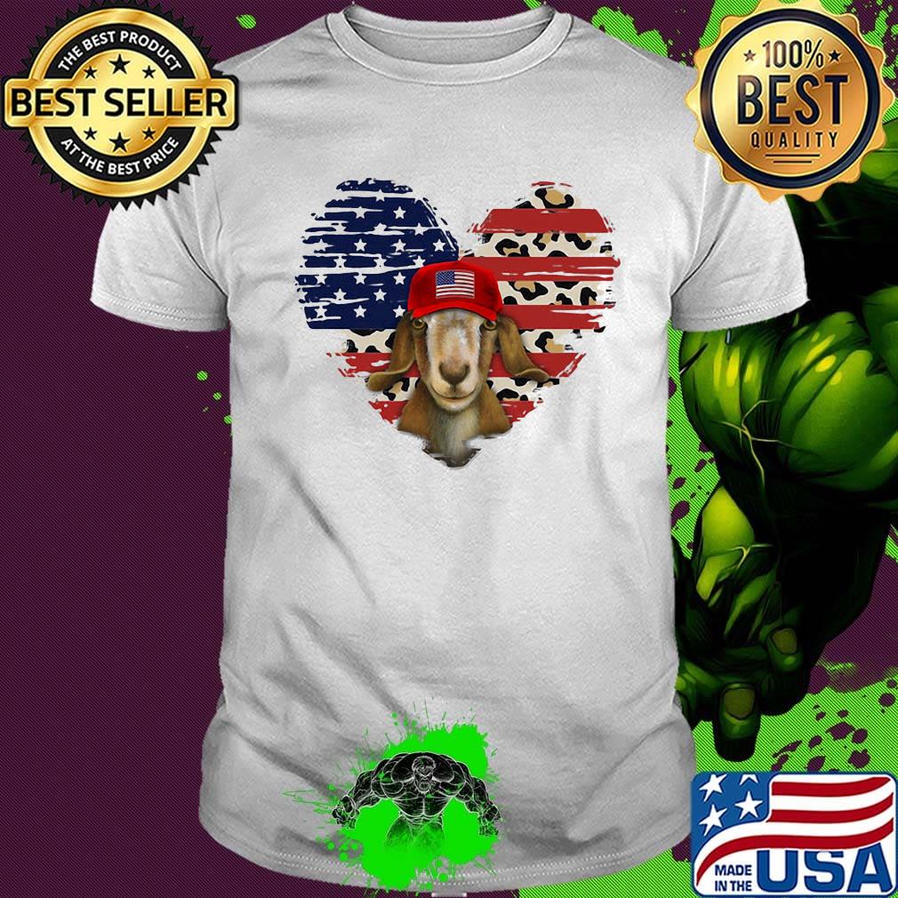 Goat heart leopard american flag independence day shirt