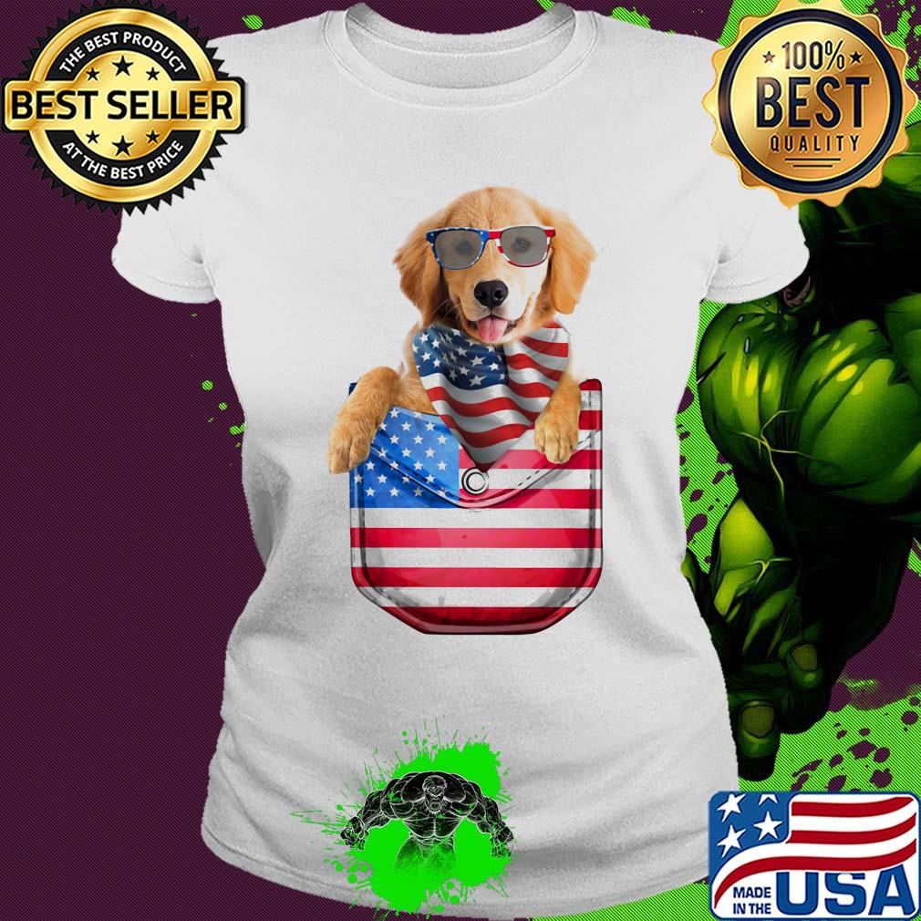 Golden retriever waist pack american flag independence day s Ladies tee Golden retriever waist pack american flag independence day s Ladies tee