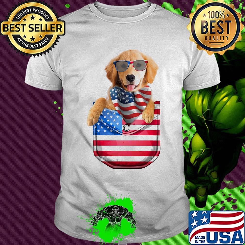 Golden retriever waist pack american flag independence day shirt