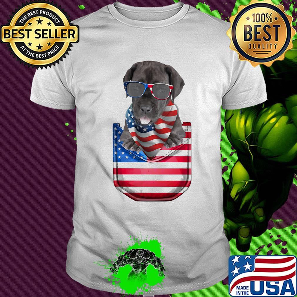 Great dane pocket american flag independence day shirt