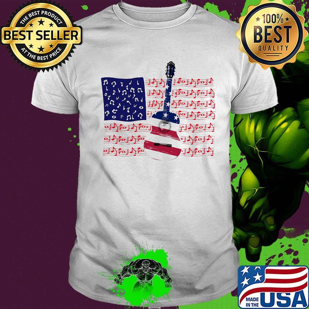 Guitar Music Note American Flag Independence Day Shirt