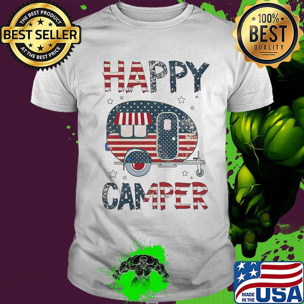 Happy Camper American flag shirt