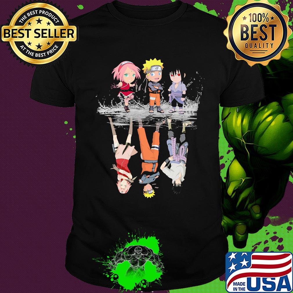Haruno sakura uzumaki naruto and uchiha sasuke chibi water reflection shirt