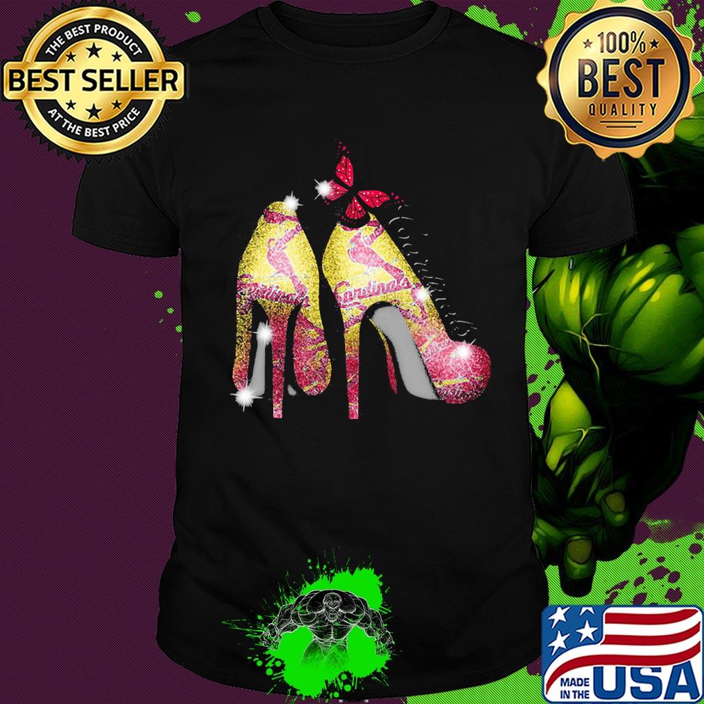 High heels butterfly st. louis cardinals diamond shirt
