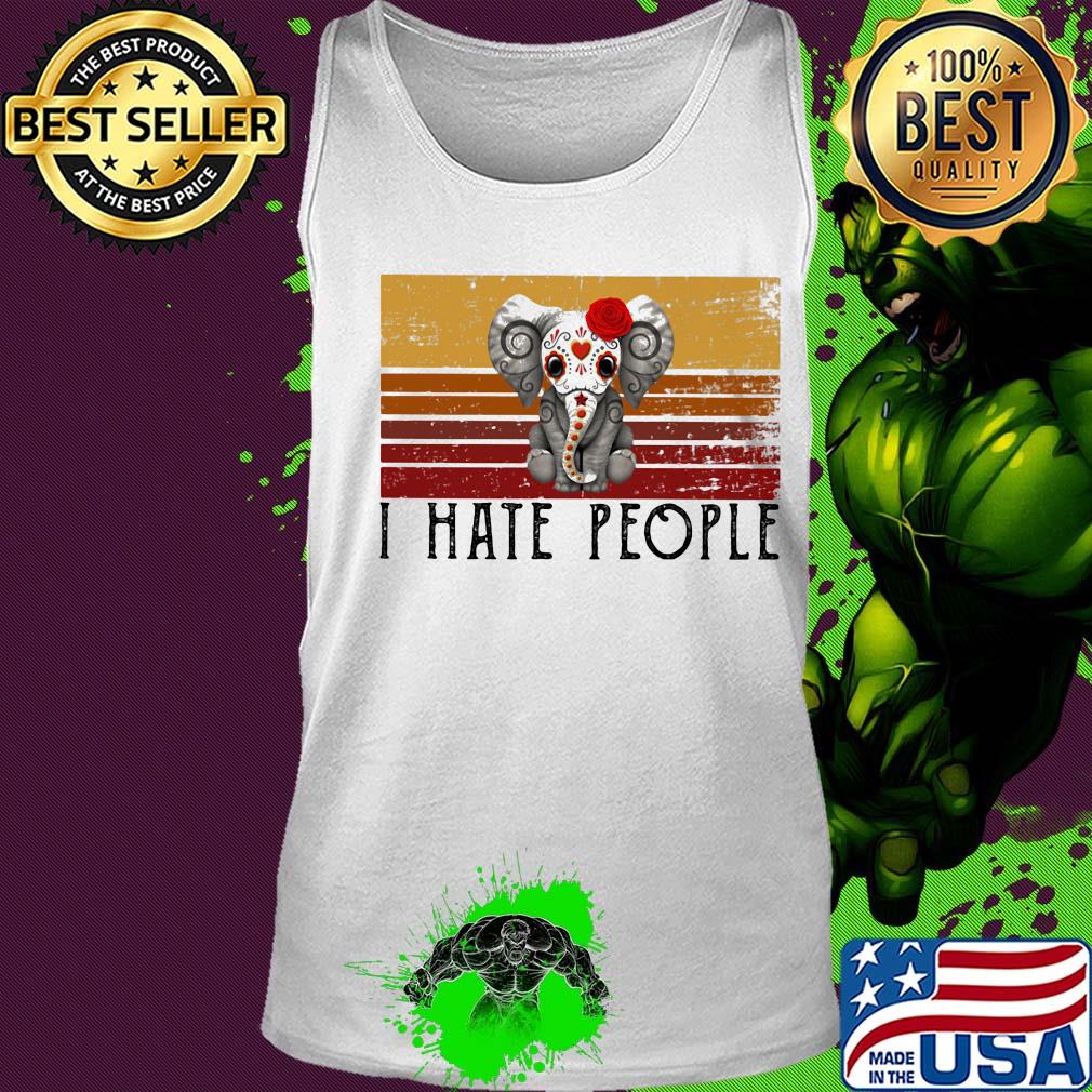 Hippie elephant I hate people vintage retro s Tank top Hippie elephant I hate people vintage retro s Tank top