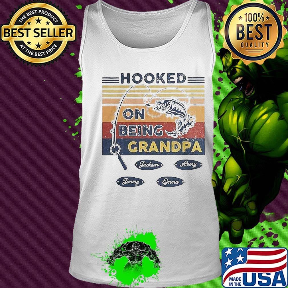 Hooked on being grandpa go fishing vintage retro s Tank top Hooked on being grandpa go fishing vintage retro s Tank top