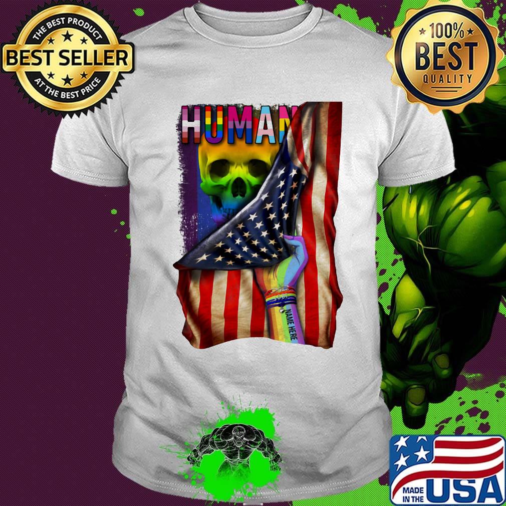 Human Skull American flag independence day LGBT shirt