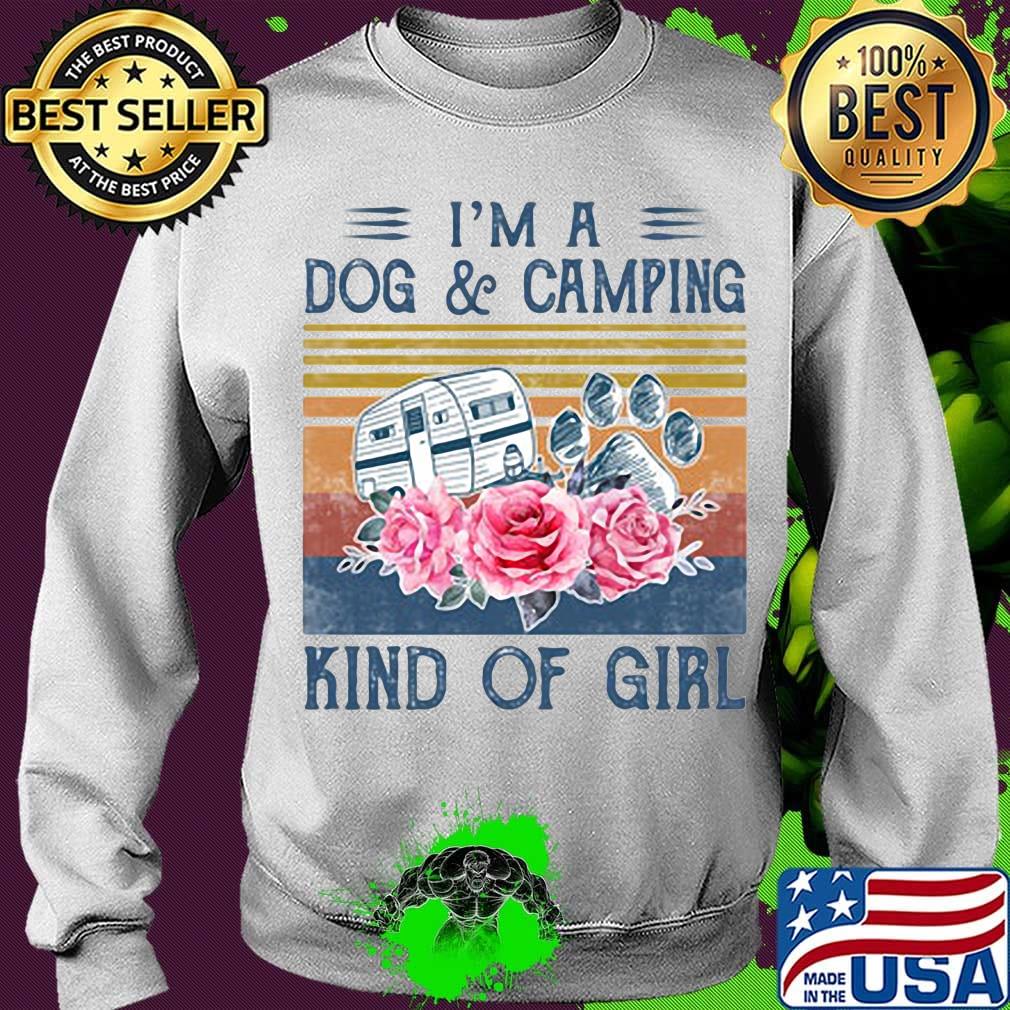 I'm a paw dog and camping kind of girl flowers vintage retro s Sweater I'm a paw dog and camping kind of girl flowers vintage retro s Sweater