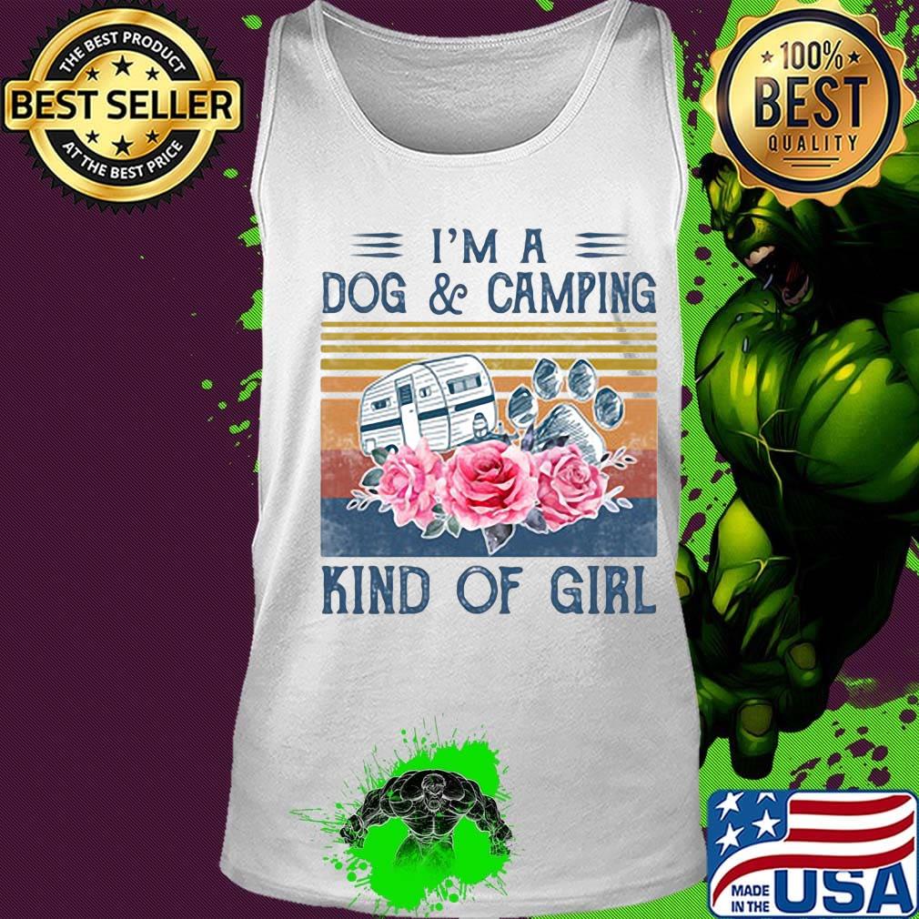 I'm a paw dog and camping kind of girl flowers vintage retro s Tank top I'm a paw dog and camping kind of girl flowers vintage retro s Tank top