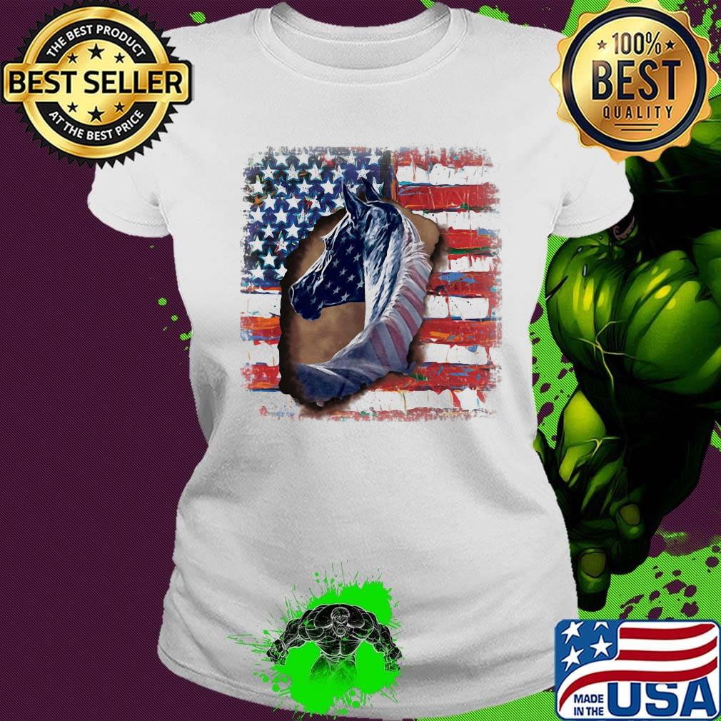 In horse cool American flag s Ladies tee In horse cool American flag s Ladies tee