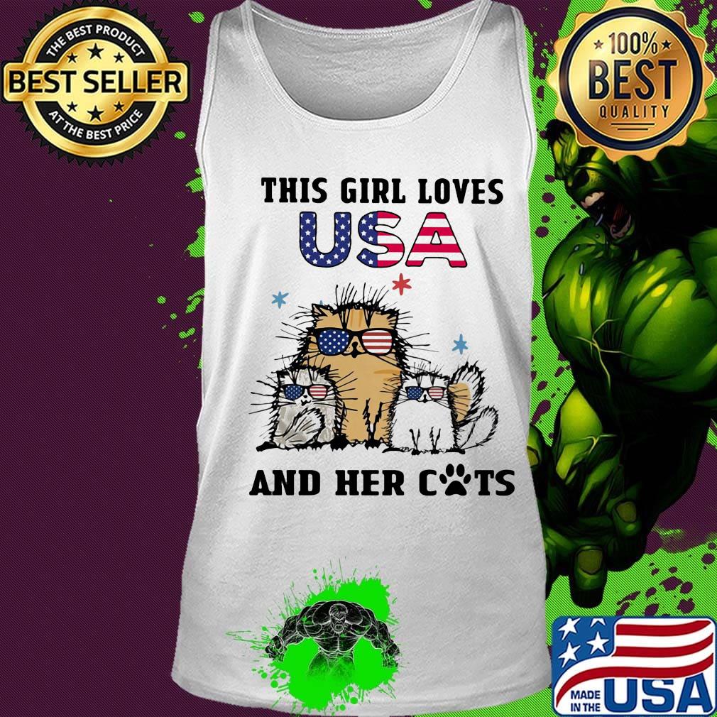 Independence day this girl loves USA and her cats paw s Tank top Independence day this girl loves USA and her cats paw s Tank top