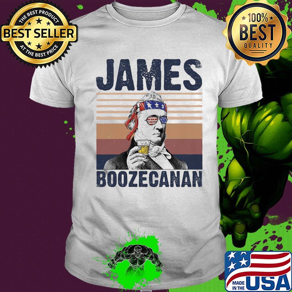 James boozecan wine American flag veteran Independence Day vintage retro shirt