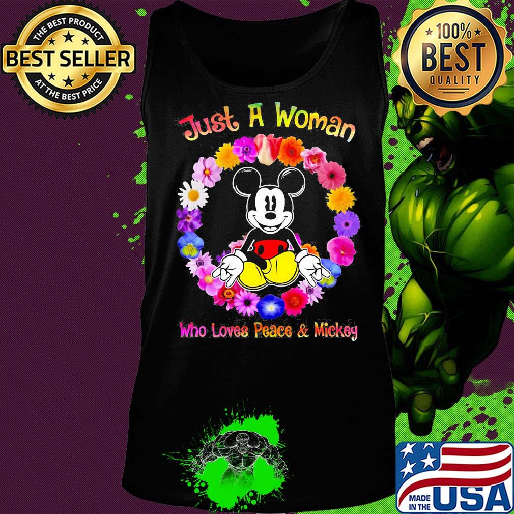 Just a woman who loves peace and mickey flowers s Tank top Just a woman who loves peace and mickey flowers s Tank top