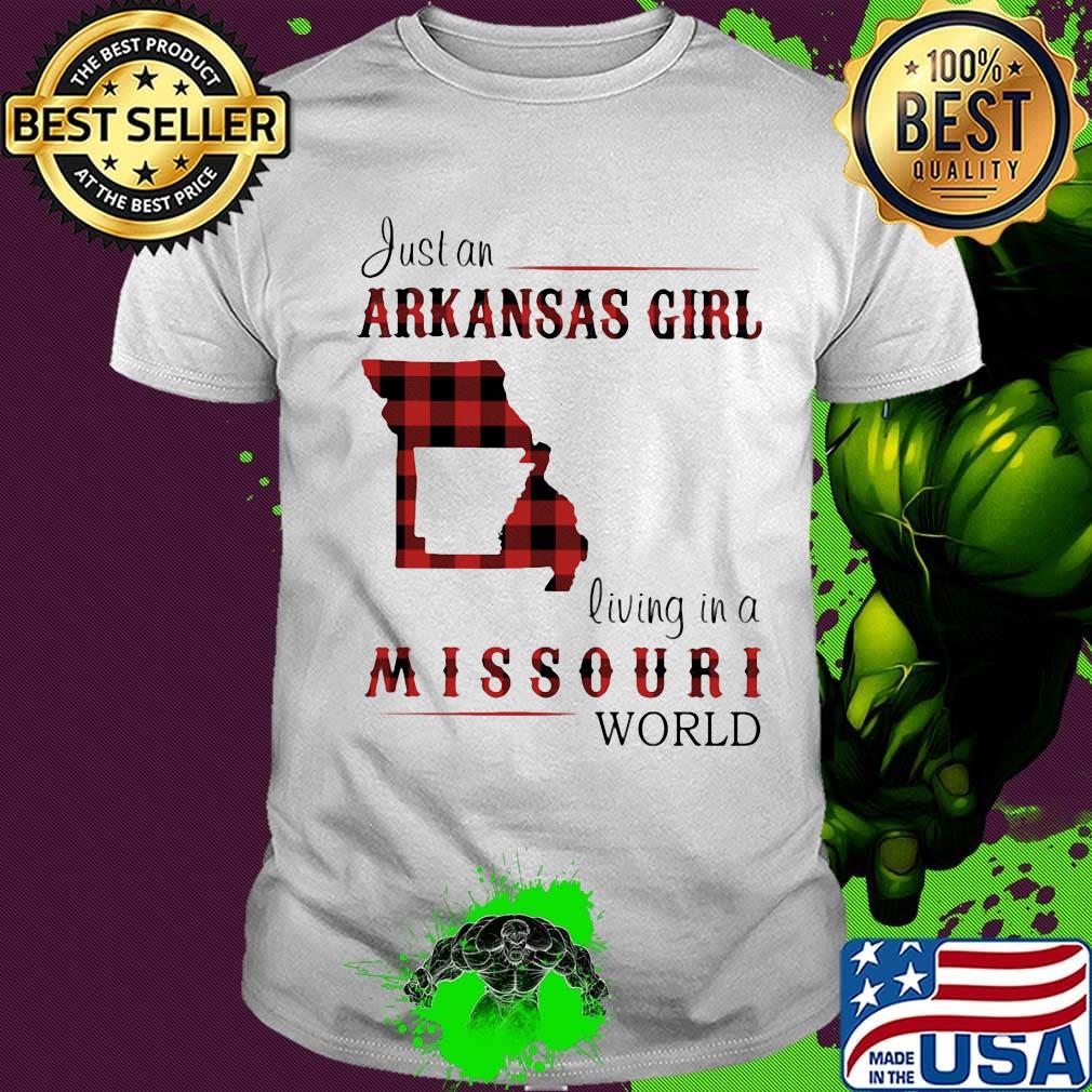 Just an arkansas girl living in a missouri world map shirt