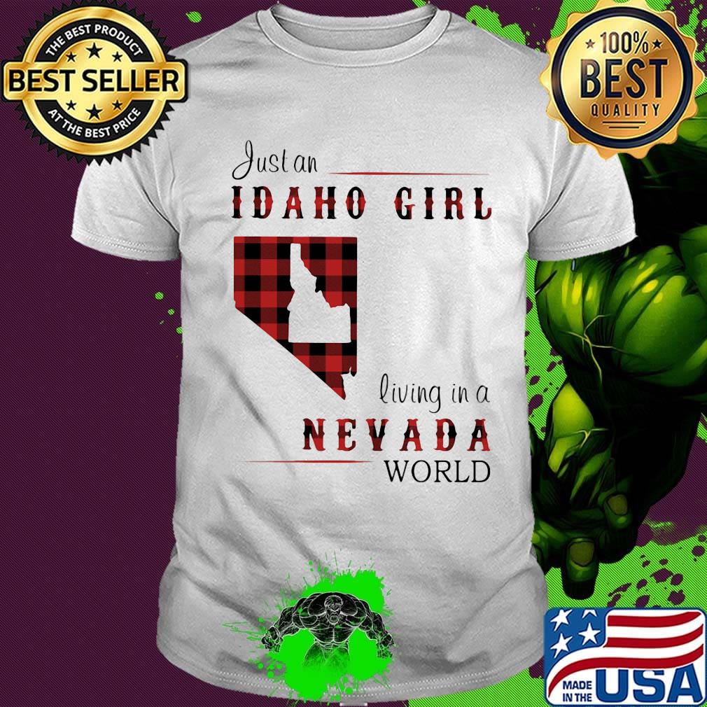 Just an Idaho girl living in a Nevada world map shirt