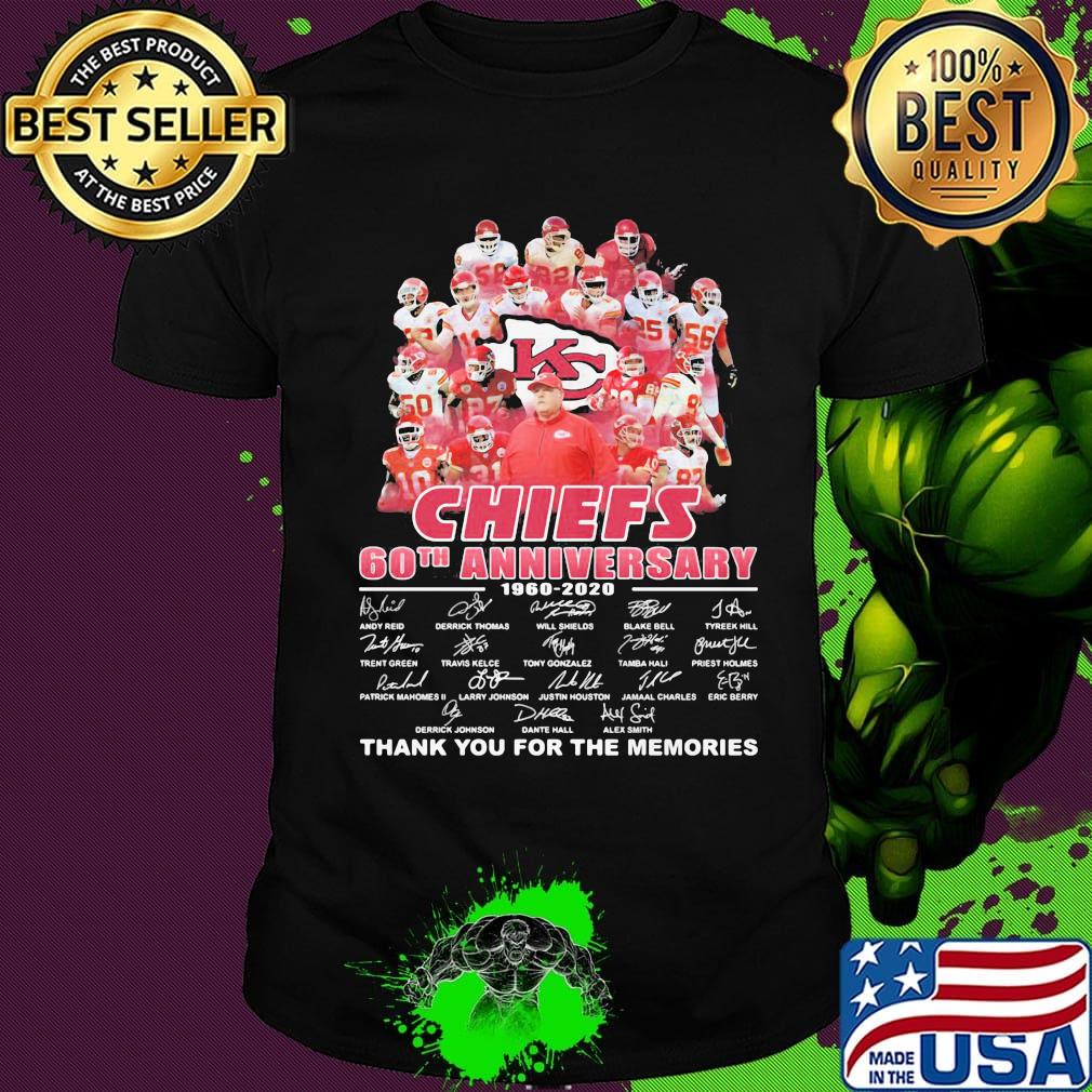 Kansas city chiefs 60th anniversary 1960 2020 thank you for the memories signature shirt