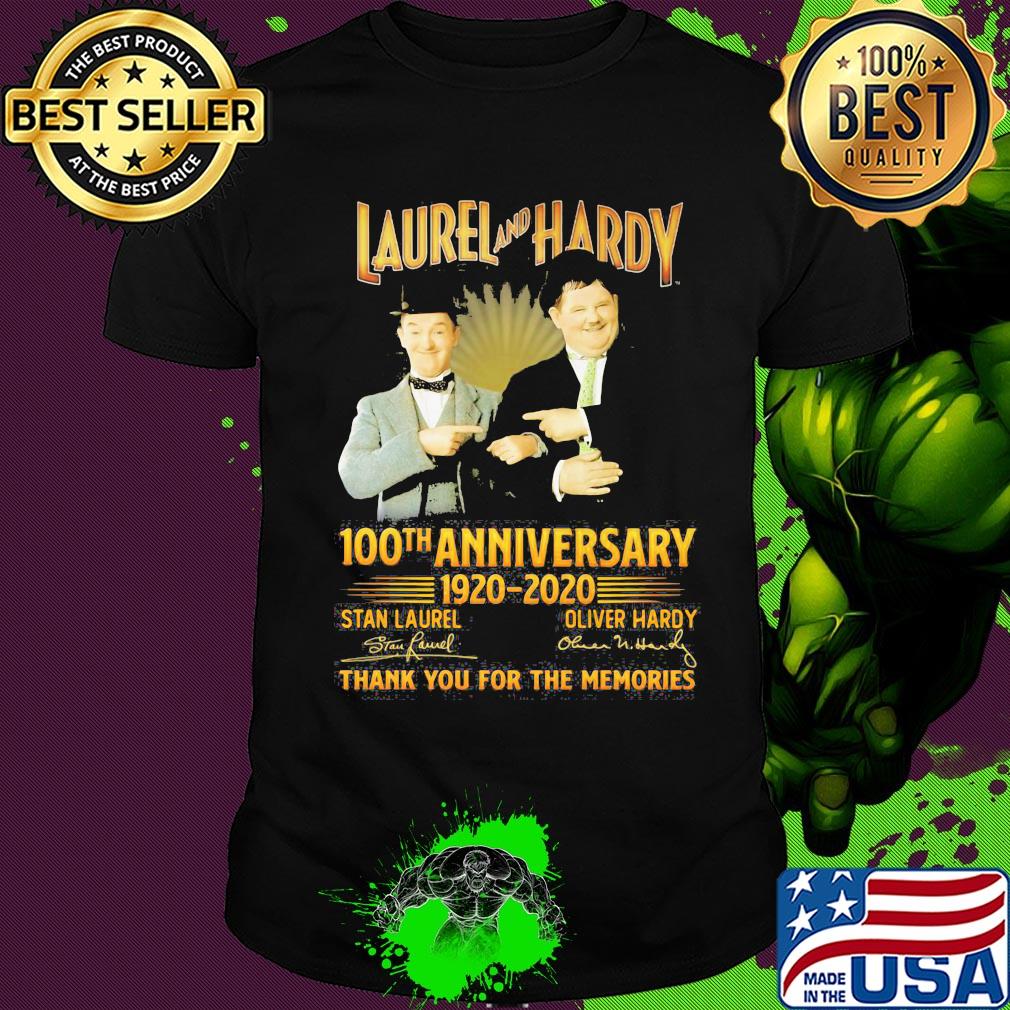Laurel and hardy 100th anniversary 1920 2020 thank you for the memories signatures shirt