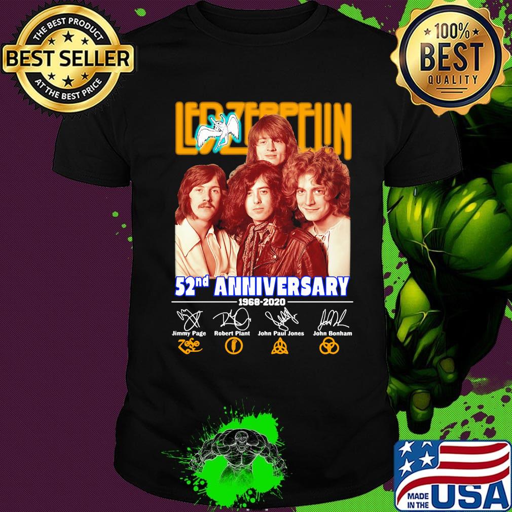 Led-zeppelin 52nd anniversary 1968 2020 members signatures shirt