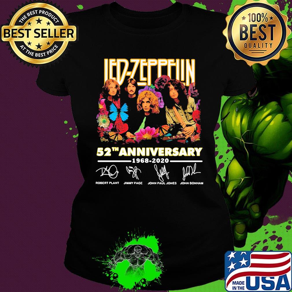 Led-zeppelin 52th anniversary 1968 2020 signatures flowers s Ladies tee Led-zeppelin 52th anniversary 1968 2020 signatures flowers s Ladies tee