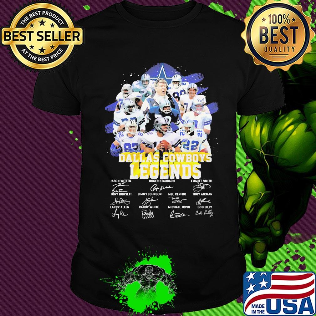Legendary dallas cowboys football team players signatures shirt