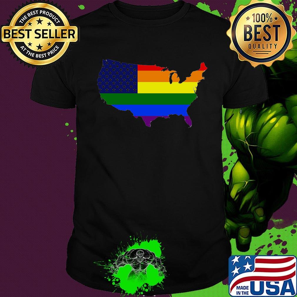 Lgbt american map rainbow flag shirt