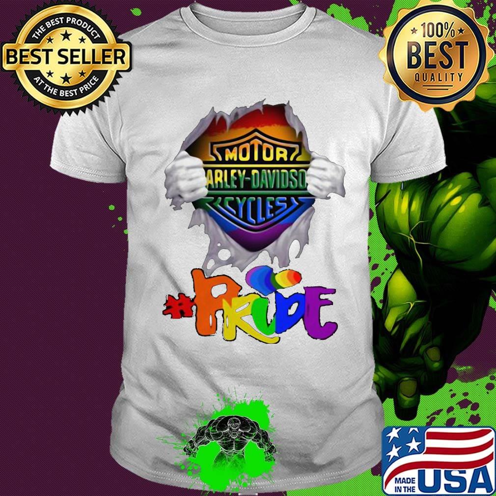 Lgbt blood insides motor harley-davidson cycles pride shirt