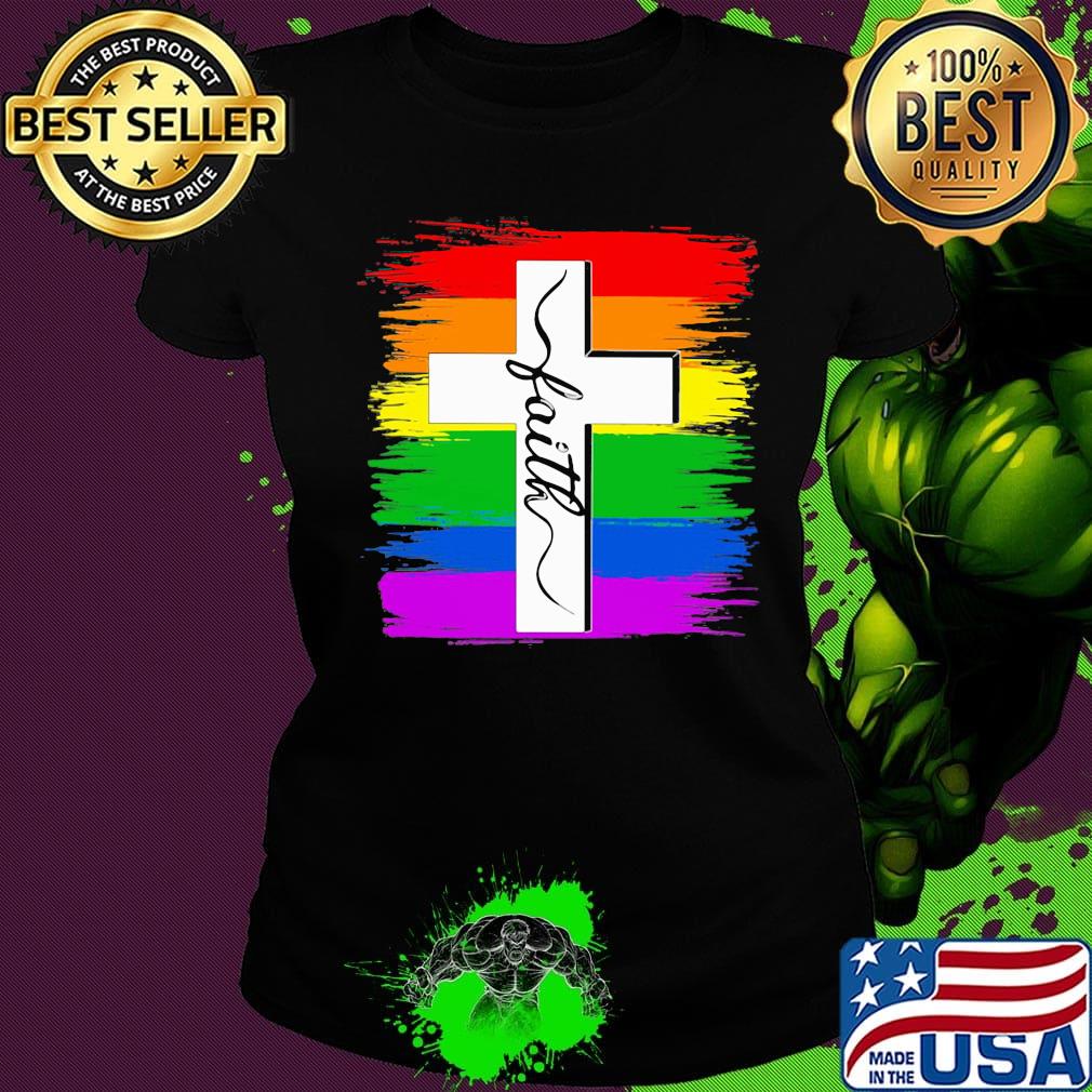 Lgbt faith cross rainbow s Ladies tee Lgbt faith cross rainbow s Ladies tee