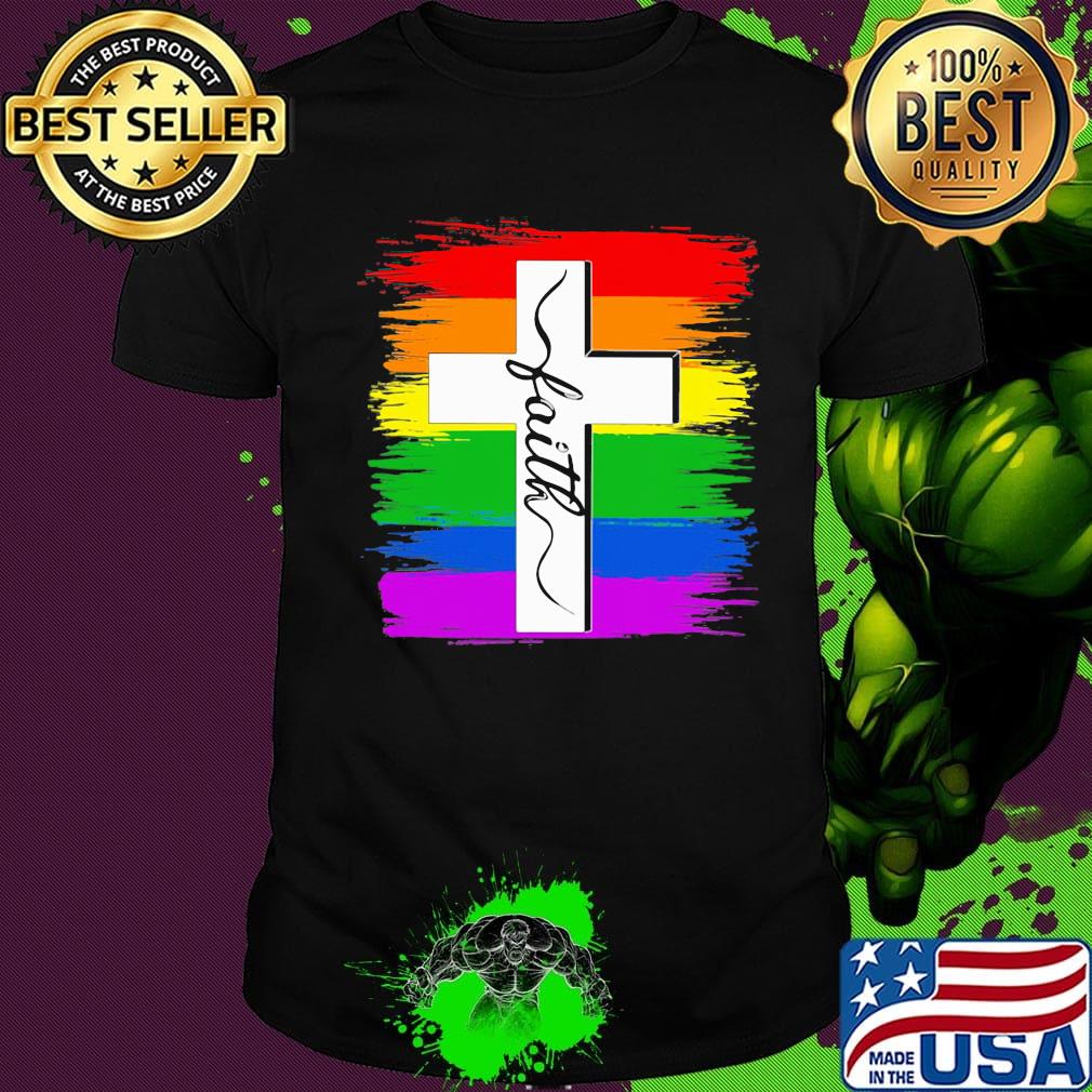 Lgbt faith cross rainbow shirt