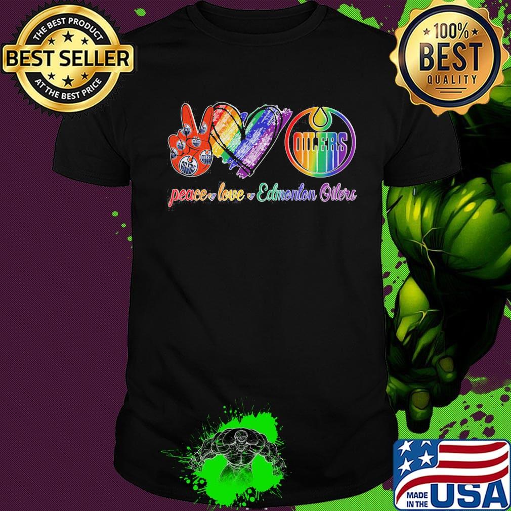Lgbt peace love edmonton oilers shirt