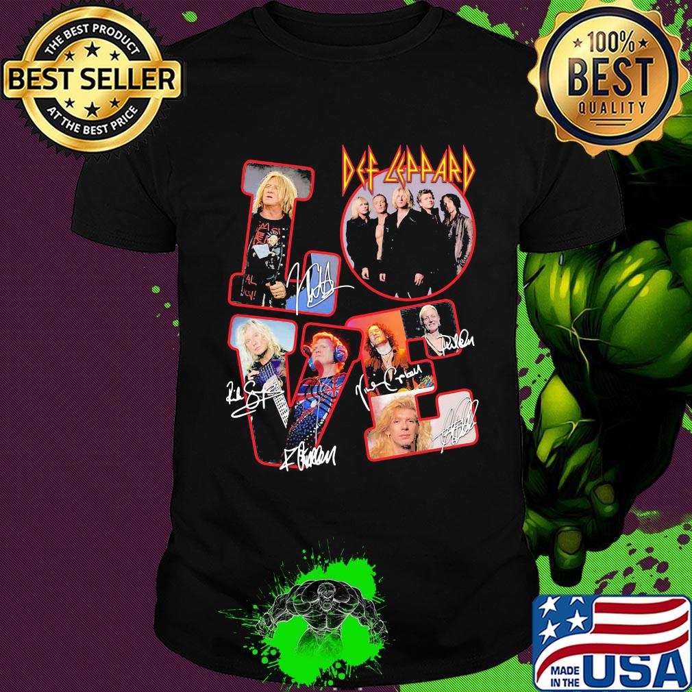 Love def-leppard band members signatures shirt