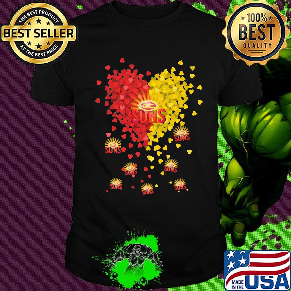 Love gold coast suns logo hearts light shirt Love gold coast suns logo hearts light shirt