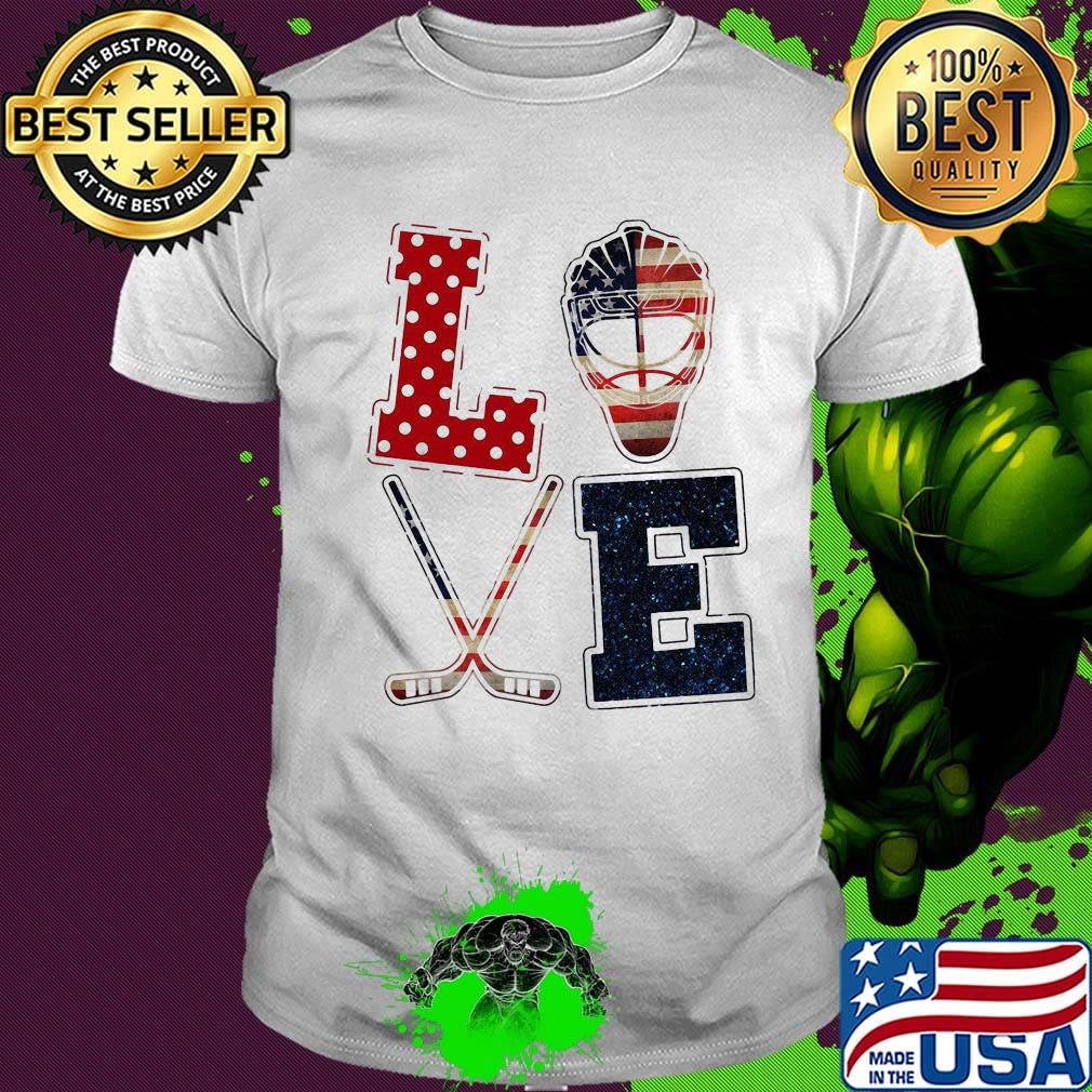 Love hockey American flag veteran Independence day shirt