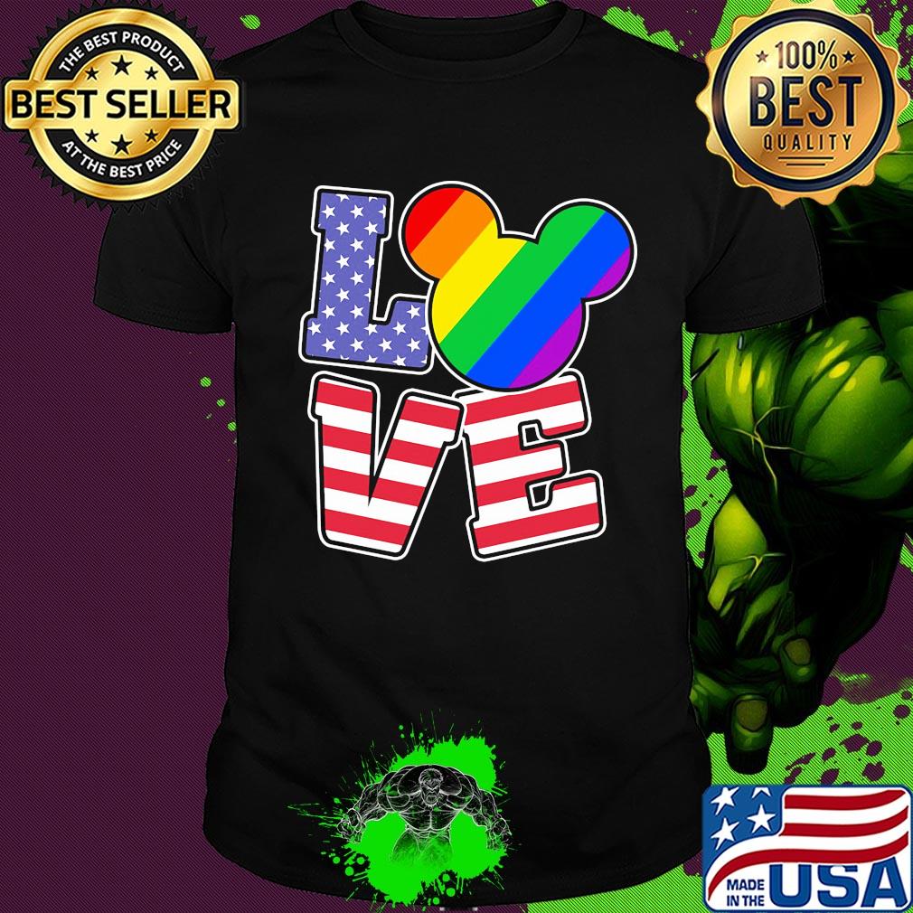 Love lgbt mickey mouse american flag independence day shirt