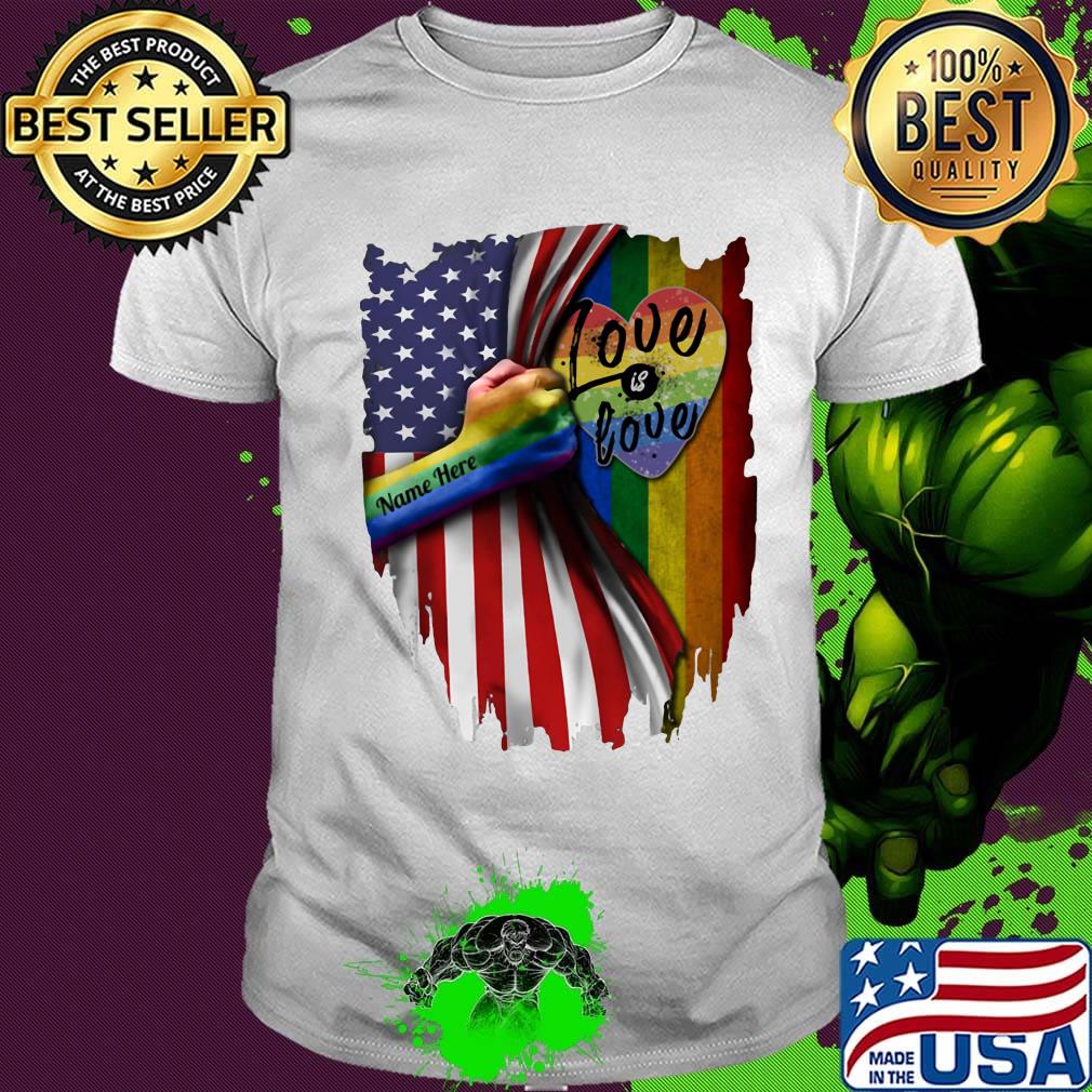 Love Love Name here American flag LGBT independence day shirt