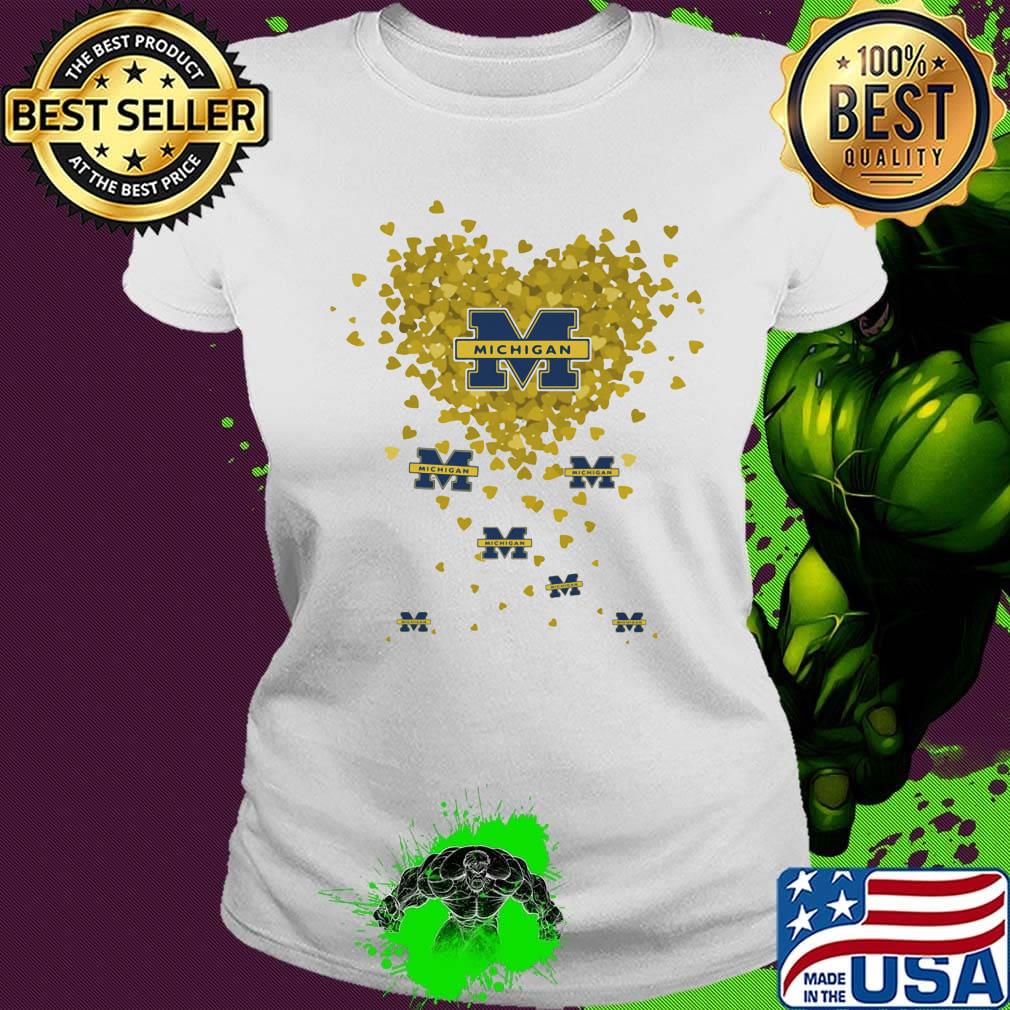 Love michigan wolverines logo hearts s Ladies tee Love michigan wolverines logo hearts s Ladies tee