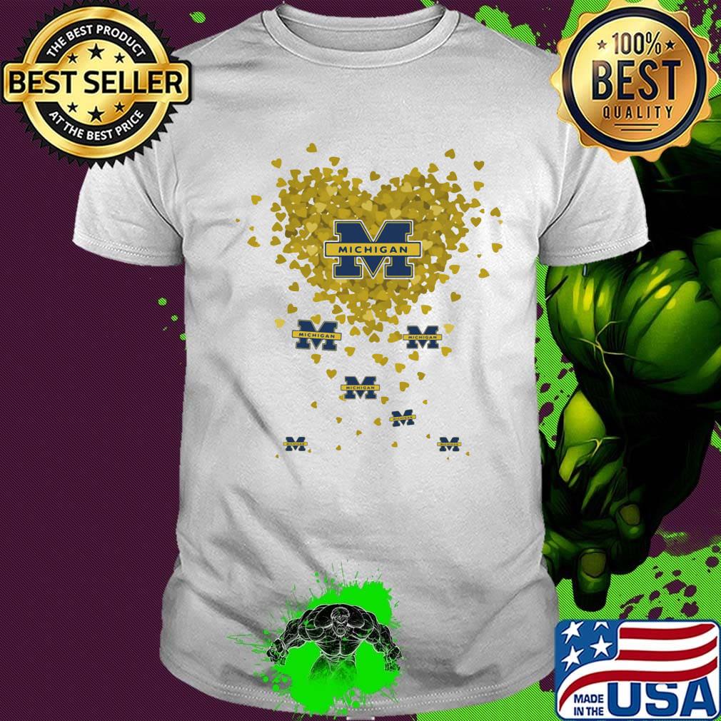 Love michigan wolverines logo hearts shirt
