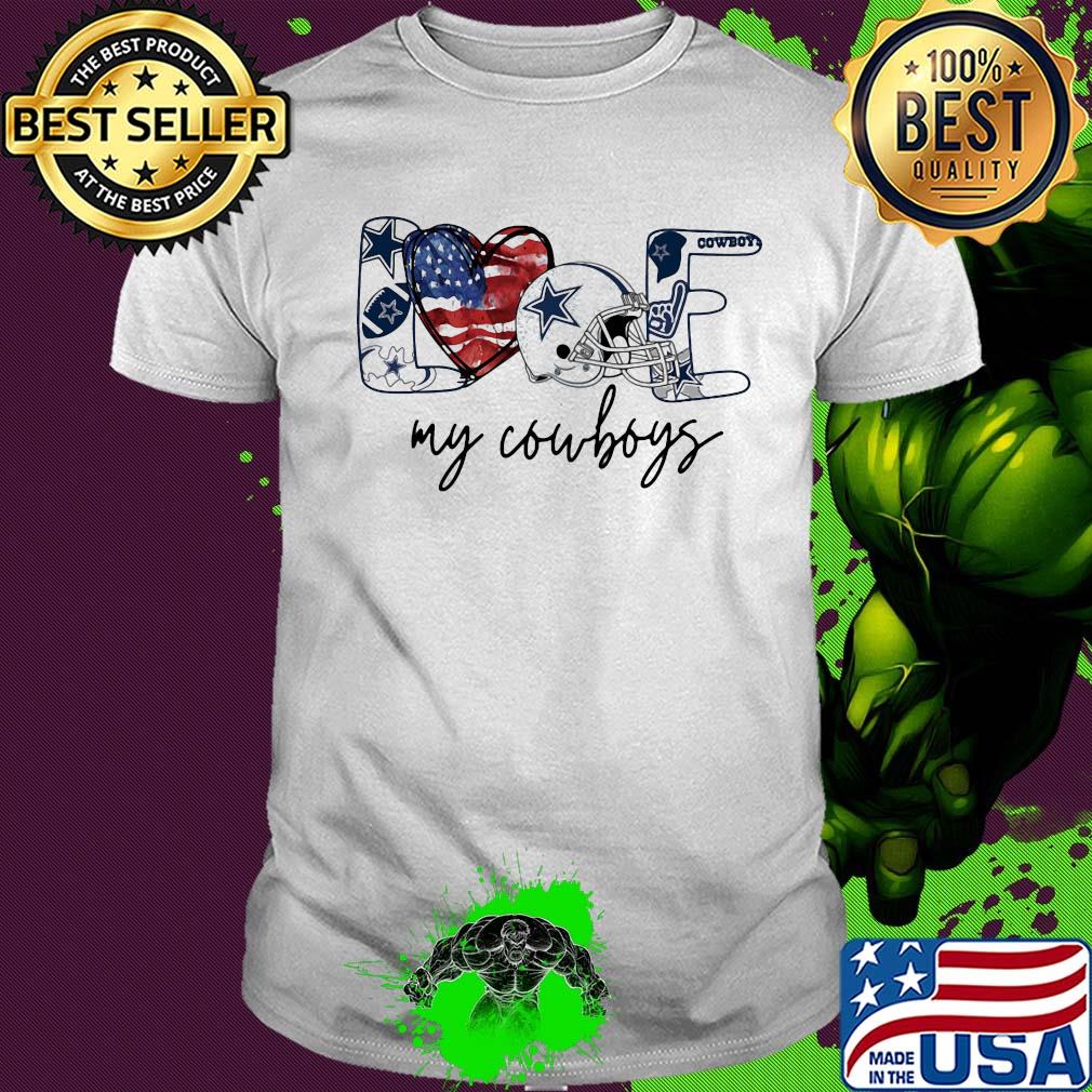 Love my dallas cowboys logo heart american flag independence day shirt Love my dallas cowboys logo heart american flag independence day shirt