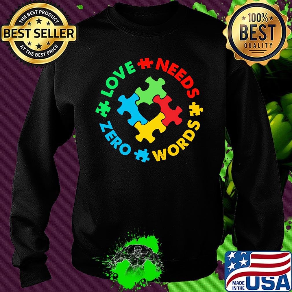 Love Needs Words Zero Green Red Words Blue Insert Shirt Sweater Love Needs Words Zero Green Red Words Blue Insert Shirt Sweater