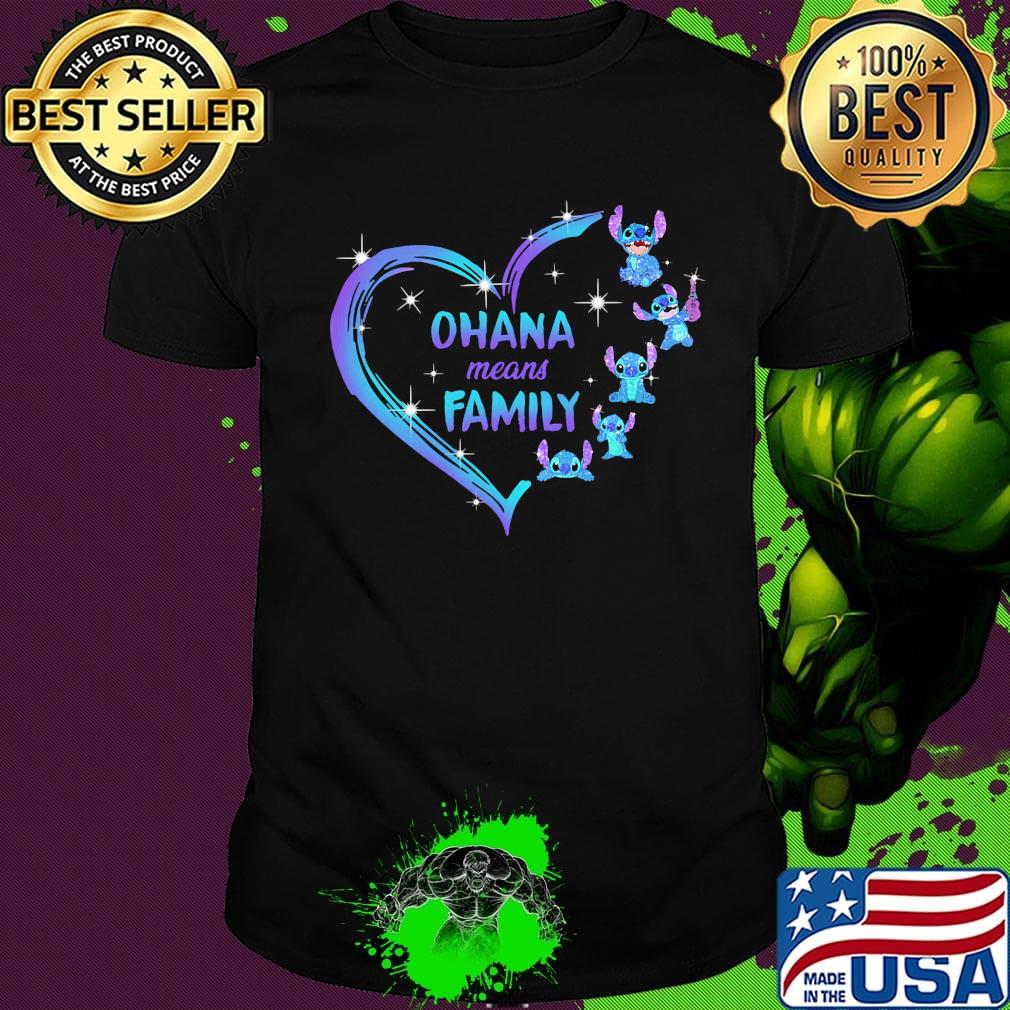 Love stitch ohana means family hearts shirt