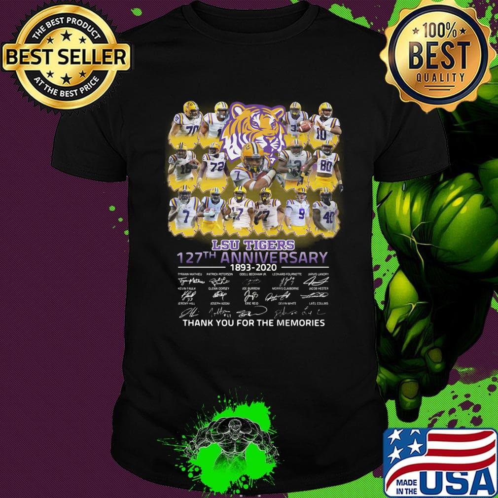 Lsu tigers football 127th anniversary 1893 2020 thank you for the memories signatures shirt