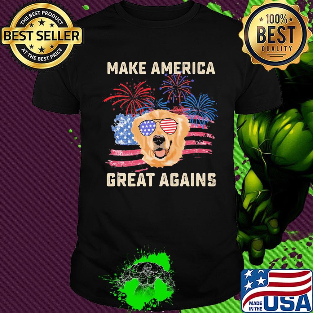 Make America great agains flag Dog firework shirt