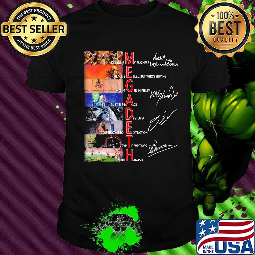 Megadeth band members signatures shirt