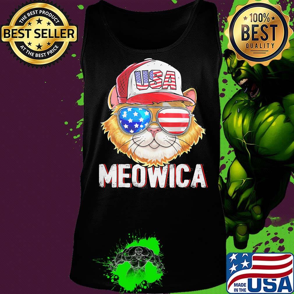 Meowica Cat Hat Sunglasses USA American Flag Independence Day Shirt Tank top Meowica Cat Hat Sunglasses USA American Flag Independence Day Shirt Tank top