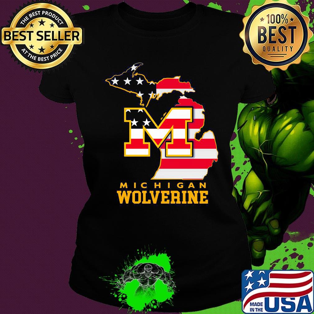 Michigan Wolverine American Flag Map Independence Day Shirt Ladies tee Michigan Wolverine American Flag Map Independence Day Shirt Ladies tee