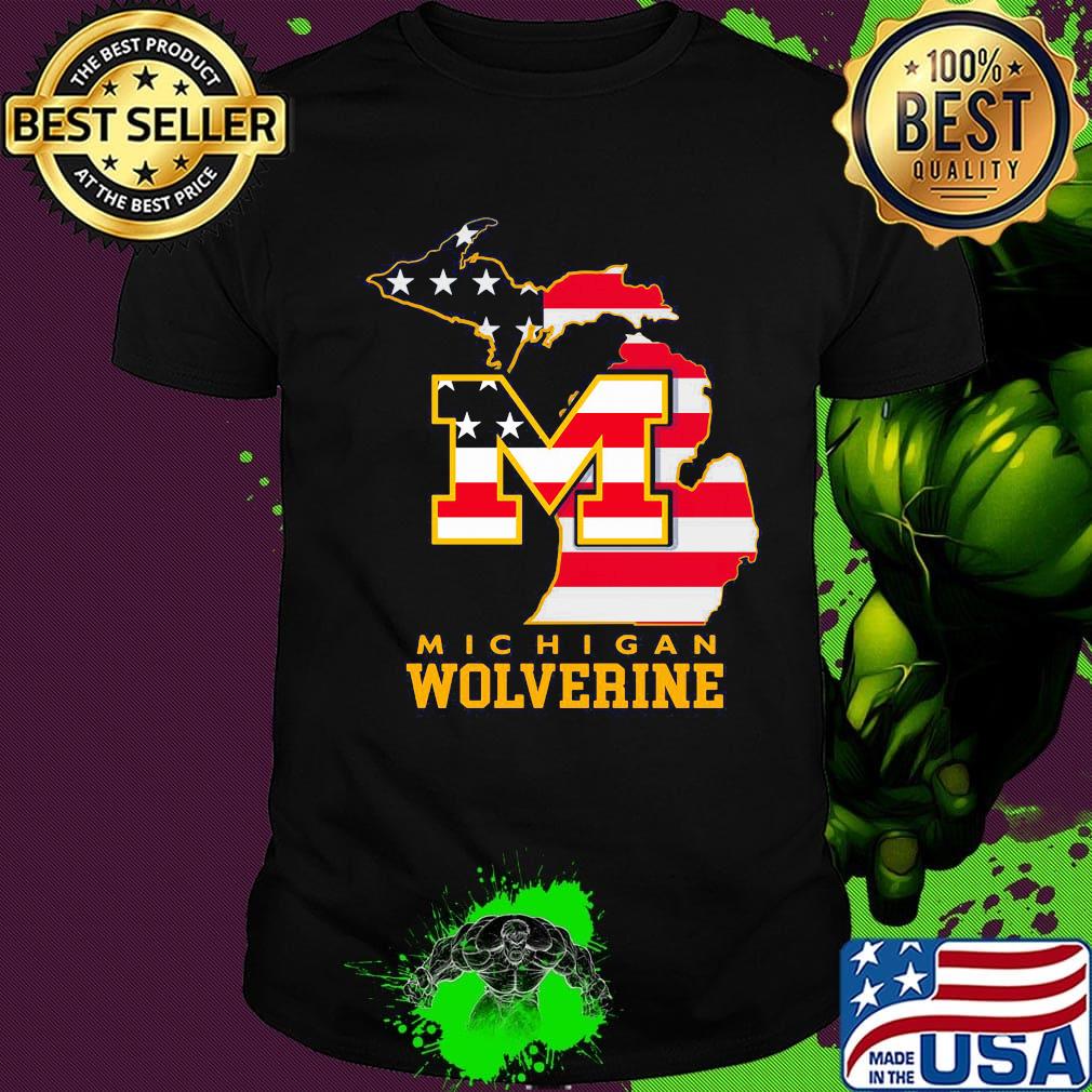 Michigan Wolverine American Flag Map Independence Day Shirt Michigan Wolverine American Flag Map Independence Day Shirt