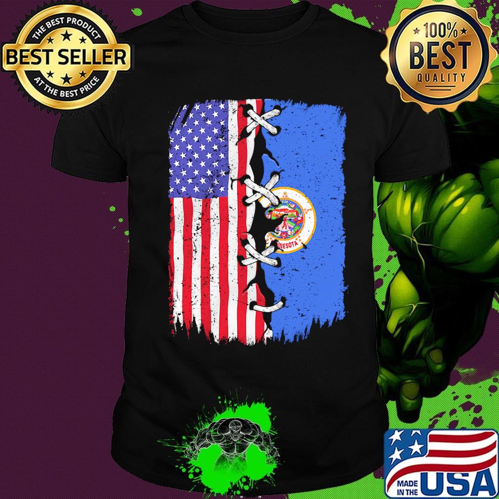 Minnesota and American flag independence day shirt