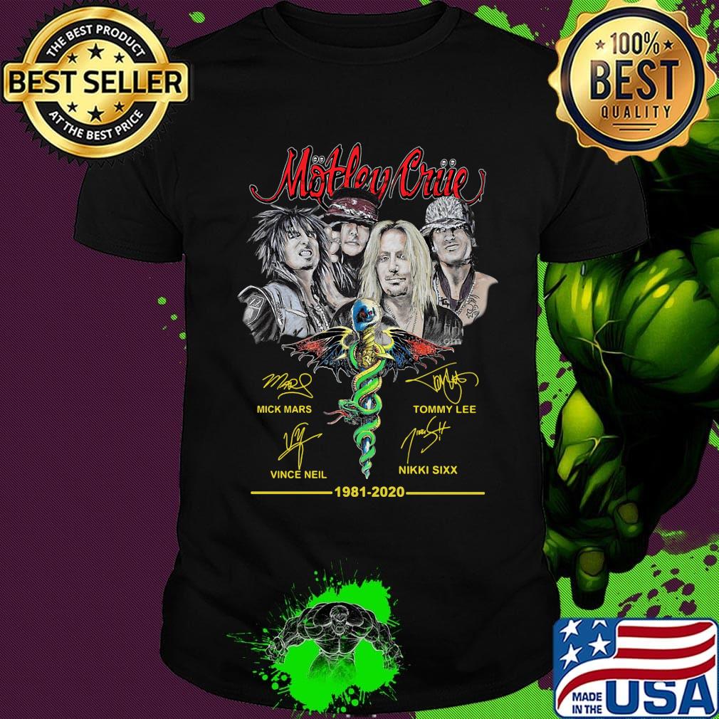 Motley crue 1981 2020 band members signatures shirt