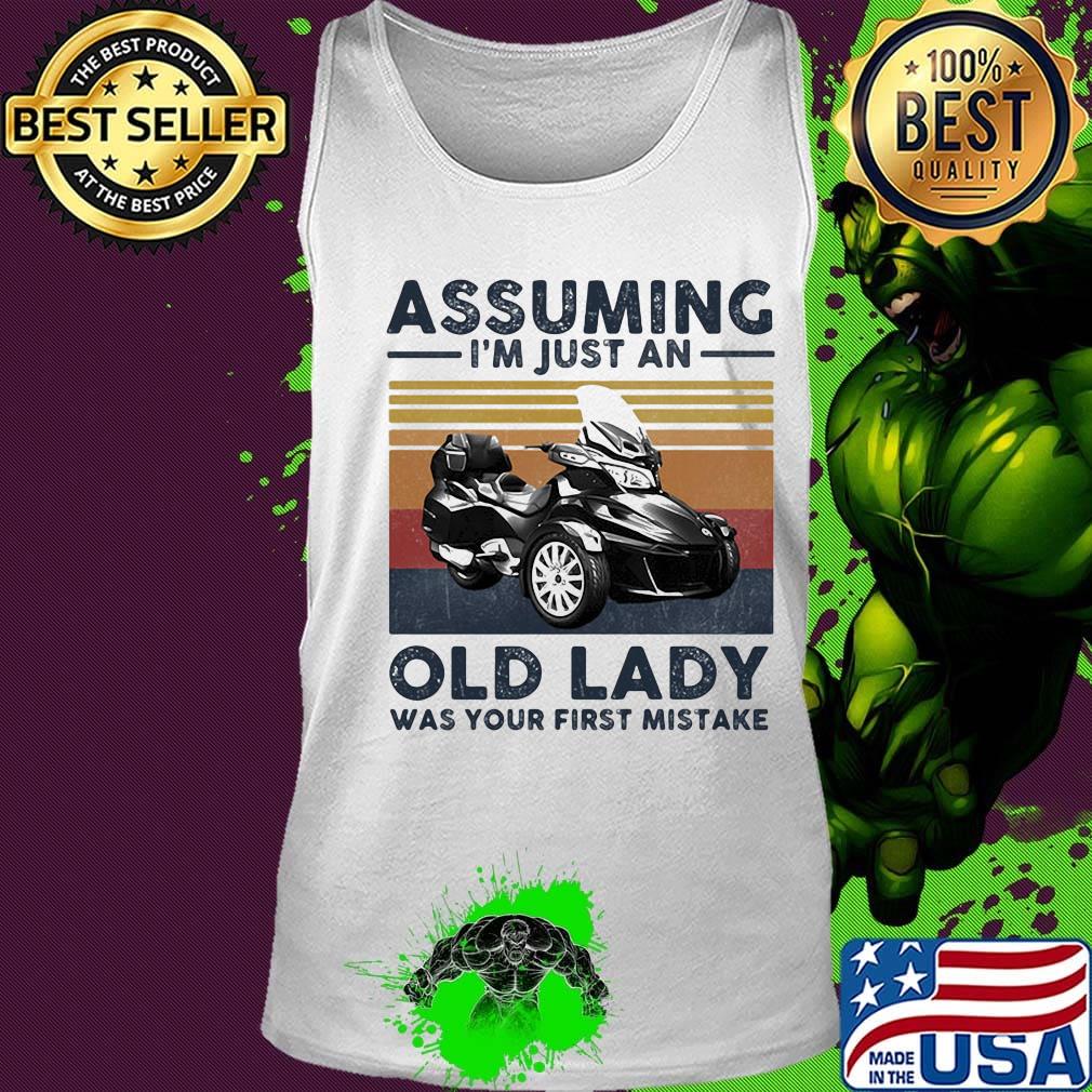 Motor assuming i'm just an old lady was your first mistake vintage retro s Tank top Motor assuming i'm just an old lady was your first mistake vintage retro s Tank top