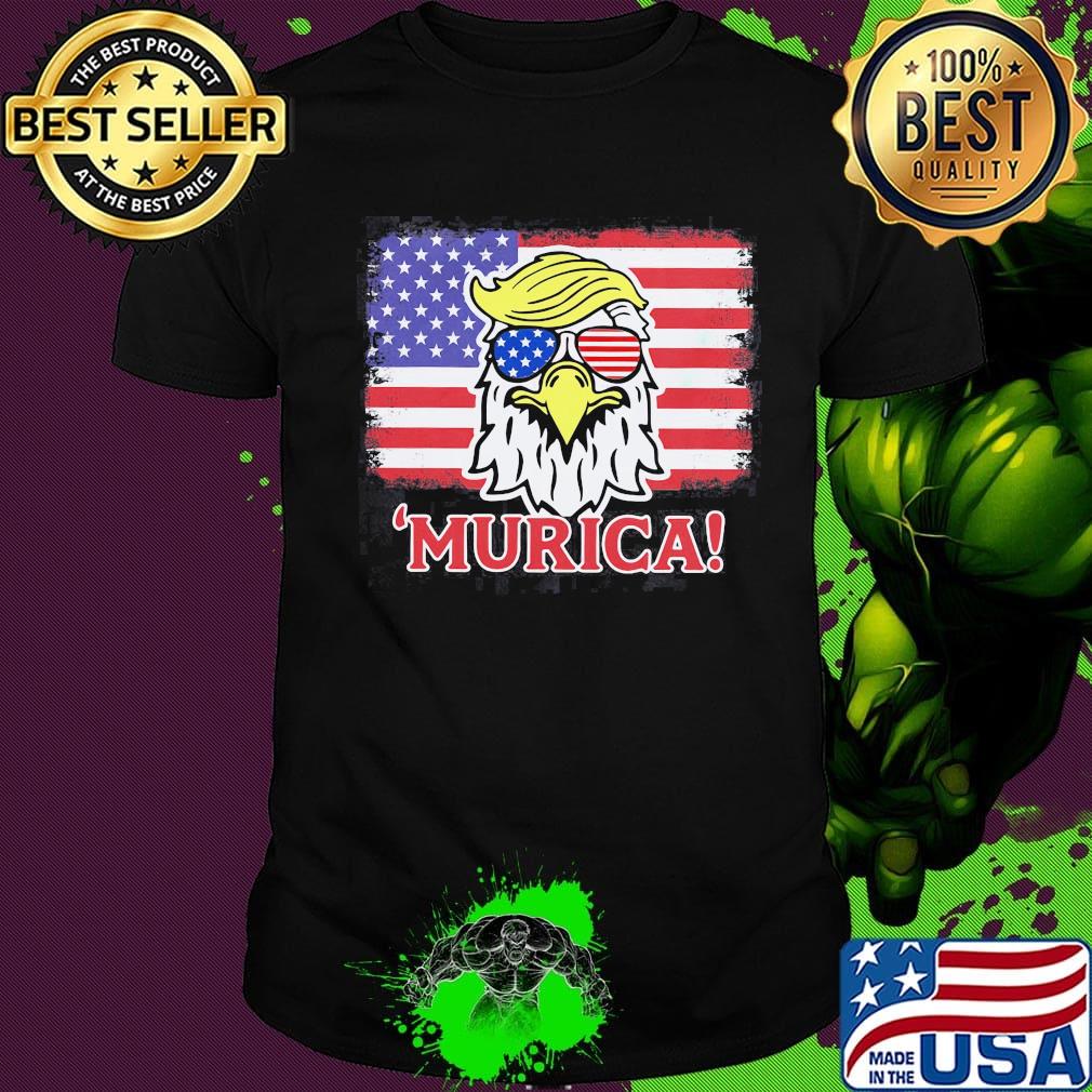 Murican wear glasses American flag shirt