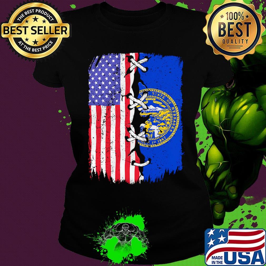 Nebraska and American flag independence day s Ladies tee Nebraska and American flag independence day s Ladies tee